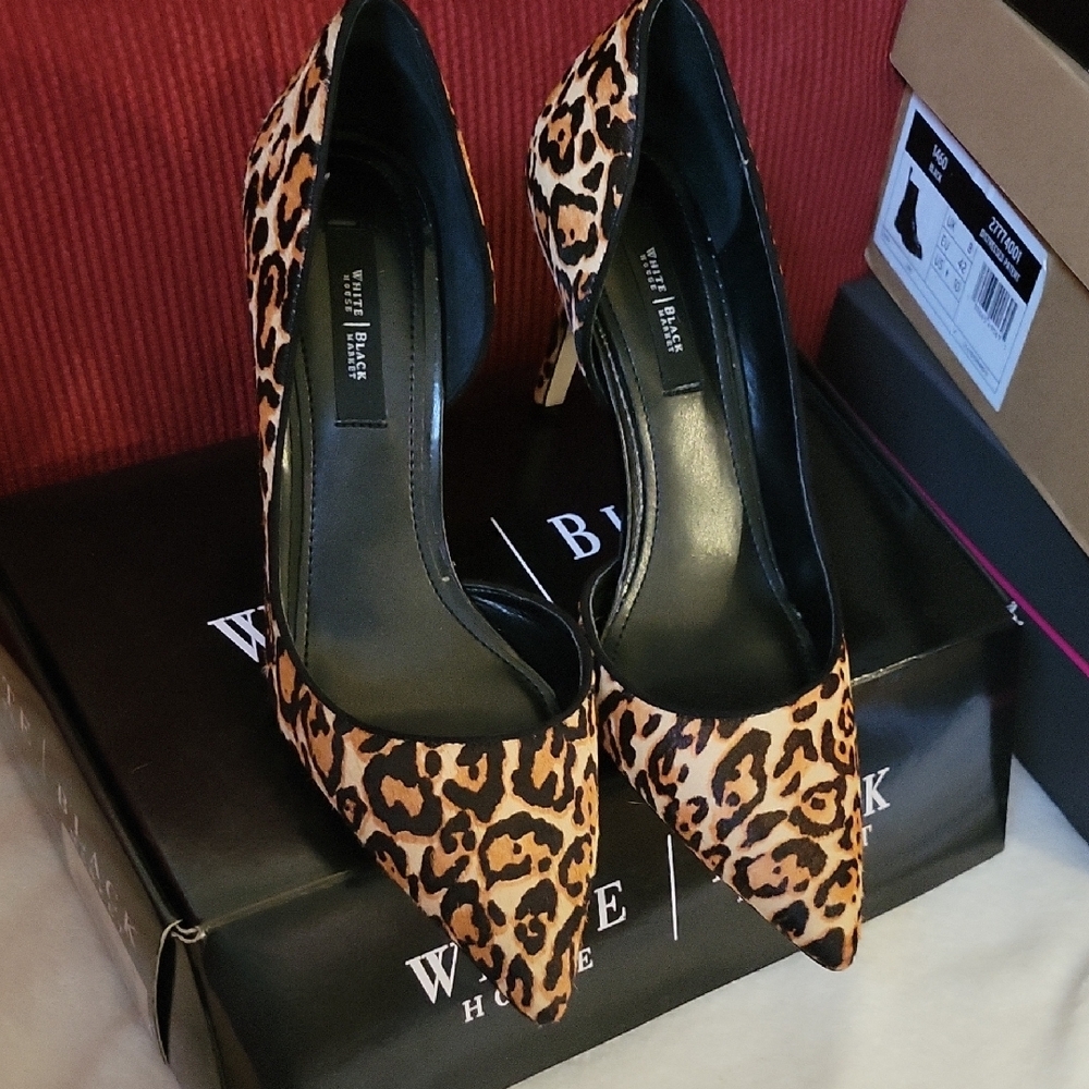 White House Black Market Leopard Print Heels